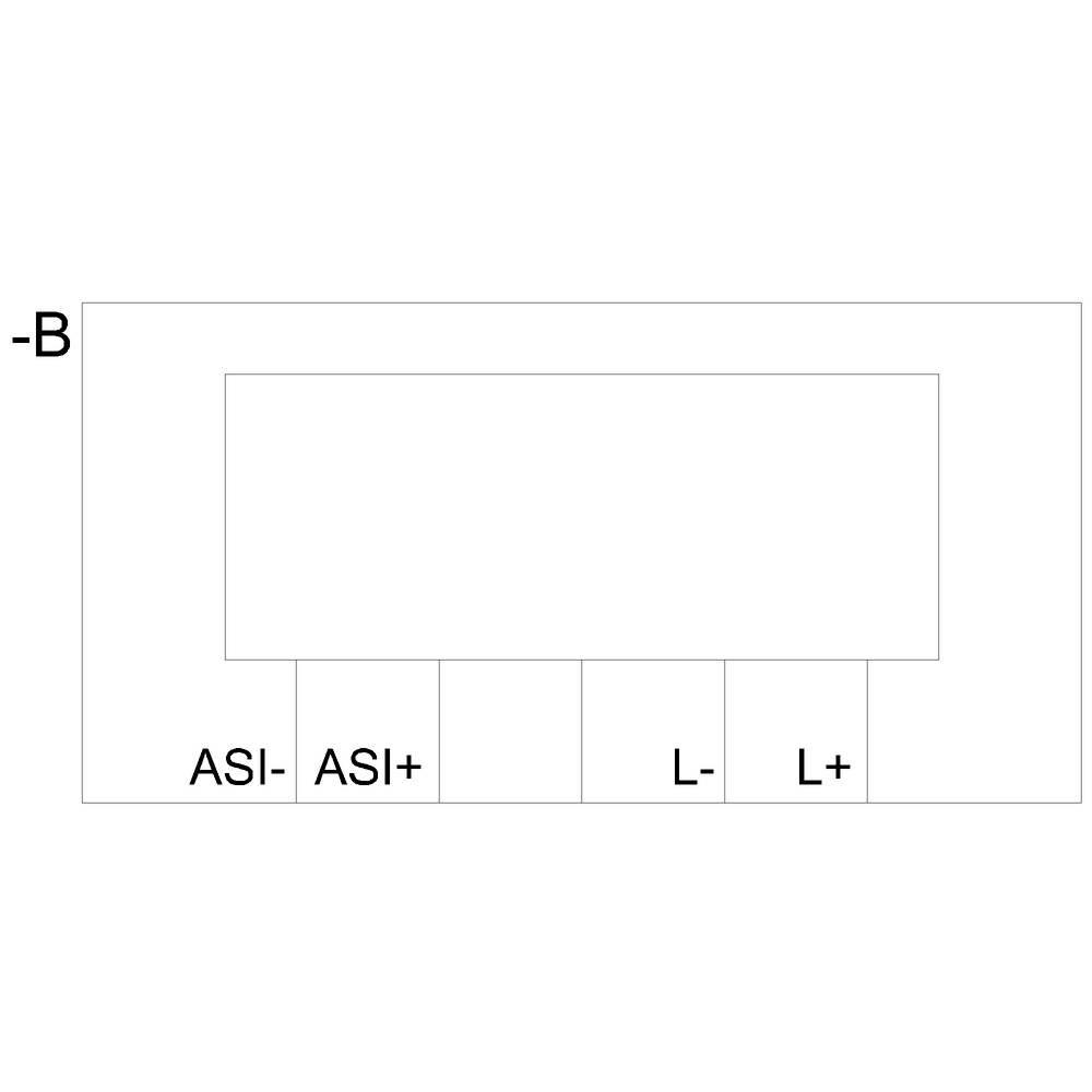 Rechteck mit Beschriftungen: ASI-, ASI+, L-, L+. Oben links: -B.