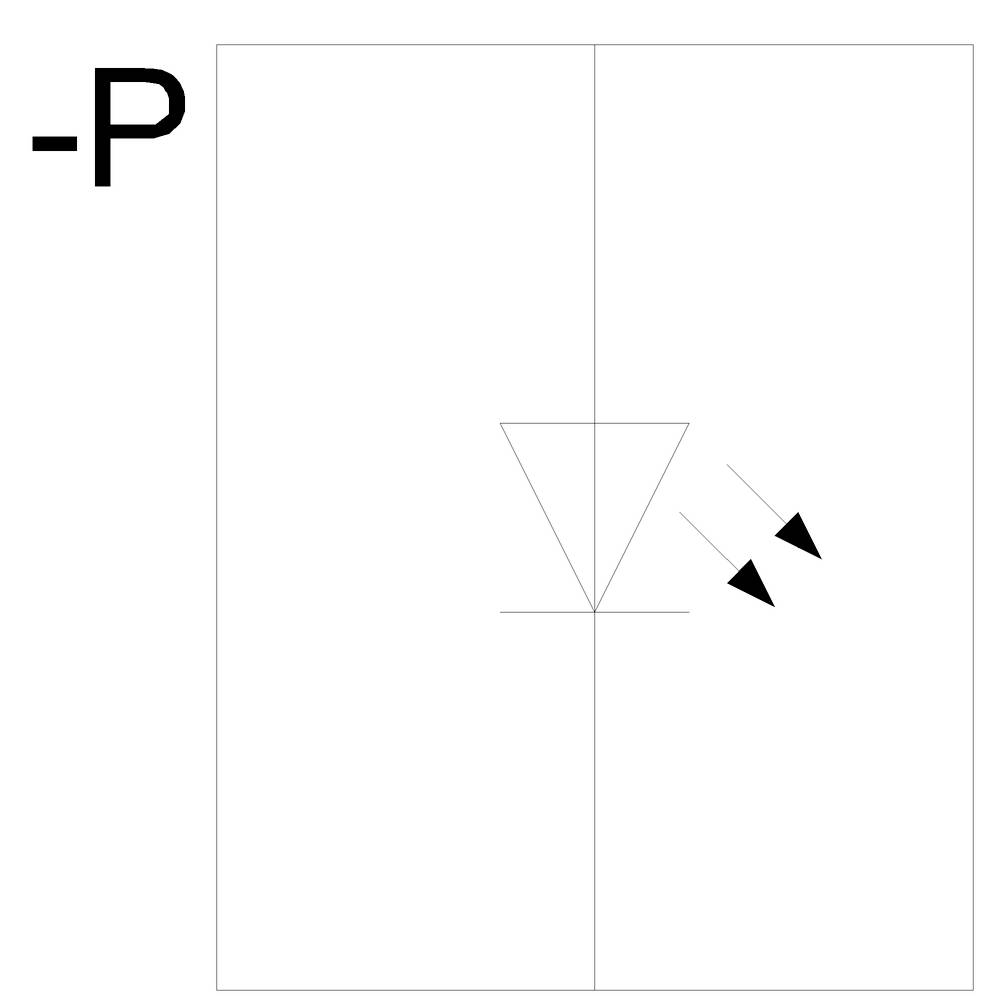 'Dreieckiges Symbol mit zwei Pfeilen, die nach rechts zeigen, auf einem vertikalen Rechteck. Ein 'P' mit Minuszeichen links oben.'