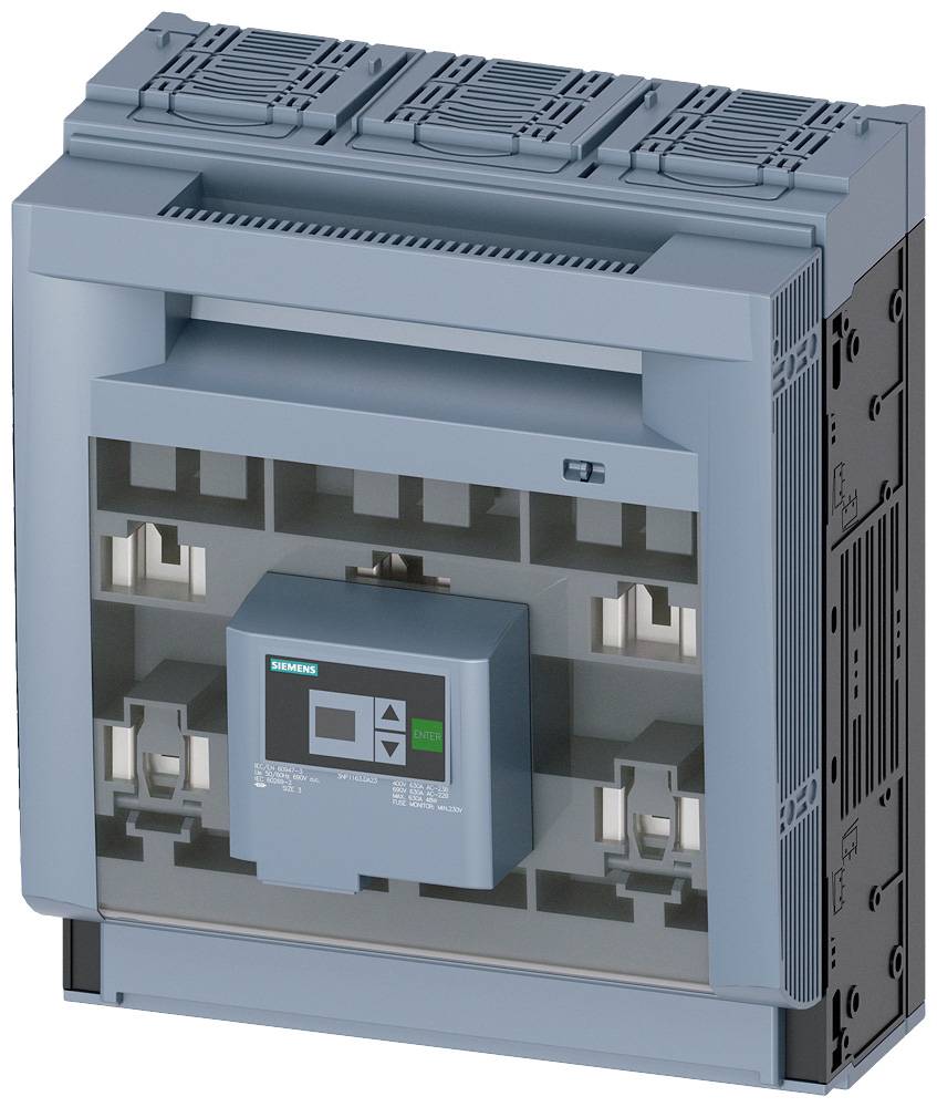 Industrieller Leistungsschalter, blau-schwarz, mit zentralem Display und Knöpfen, geeignet für elektrische Schalttafeln.