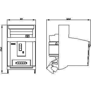 Technische Zeichnung eines Geräts mit Front- und Seitenansicht. Markierungen zeigen Maße: Breite 324, Tiefe 169,8 und Höhe 284.