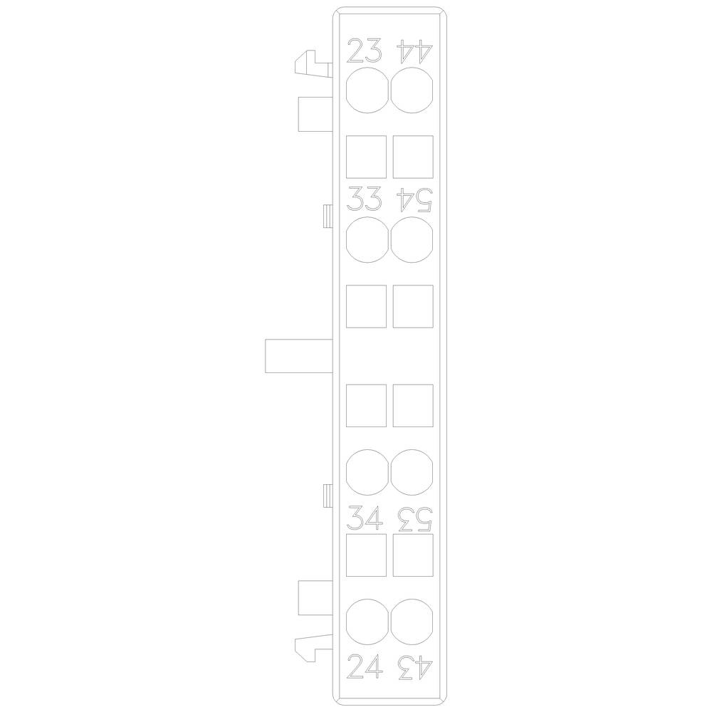 Diagramm eines Patchpanels mit nummerierten Anschlüssen von 23 bis 44. Jedes Feld hat zwei runde Steckplätze.