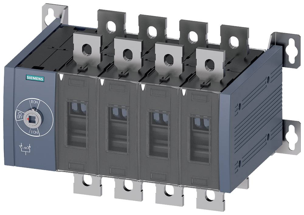 Elektrisches Schaltgerät mit mehreren Schaltklingen und Siemens-Logo, geeignet für industrielle Anwendungen.