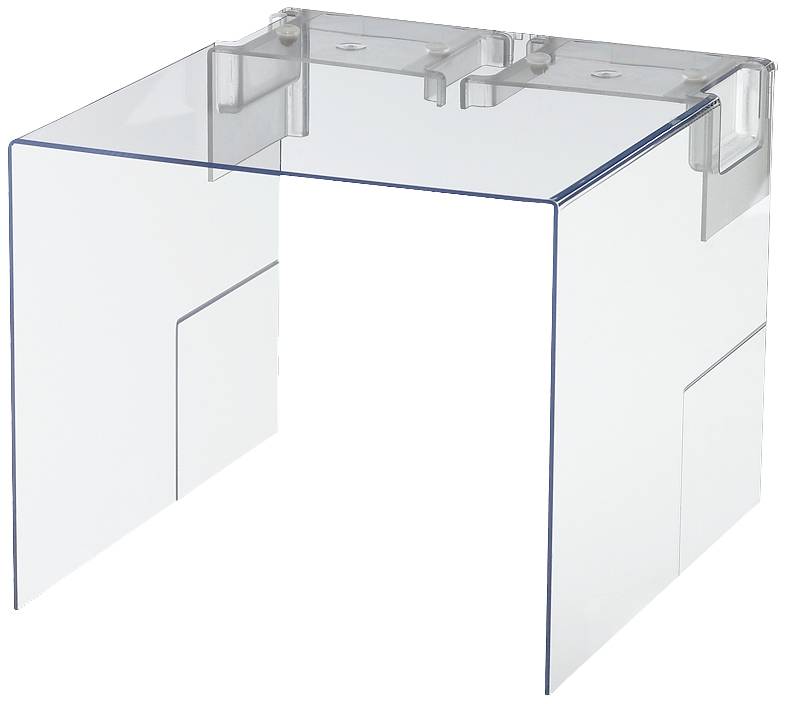 Klarer Acryl-Überzug für einen Thermostat geeignet, zeigt eine schützende Struktur aus durchsichtigem Kunststoff mit Eckhalterungen.