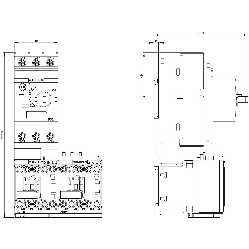Siemens 3RA2210-0EA15-2AP0 3RA22100EA152AP0 Verbraucherabzweig Motorleistung bei 400V 0.09kW 690V Nennstrom 0.3A