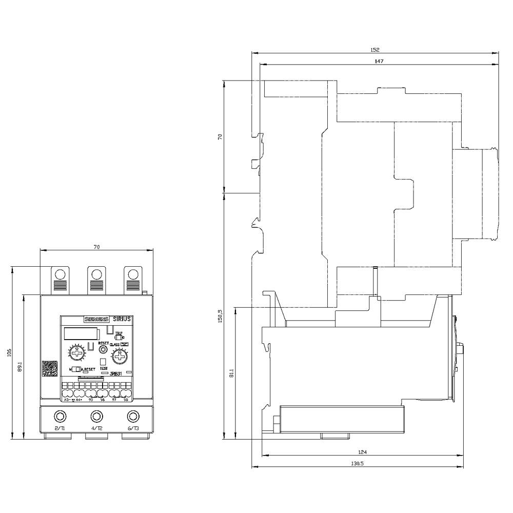 Siemens Überlastrelais 1 Schließer, 1 Öffner 3RB3143-4XD0 1St.