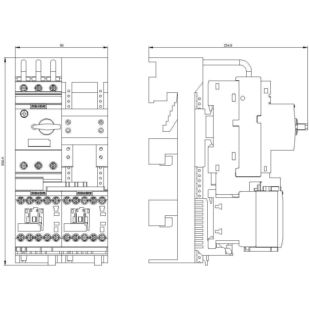 Siemens 3RA2210-1FD15-2BB4 3RA22101FD152BB4 Verbraucherabzweig Motorleistung bei 400V 1.5kW 690V Nennstrom 3.6A