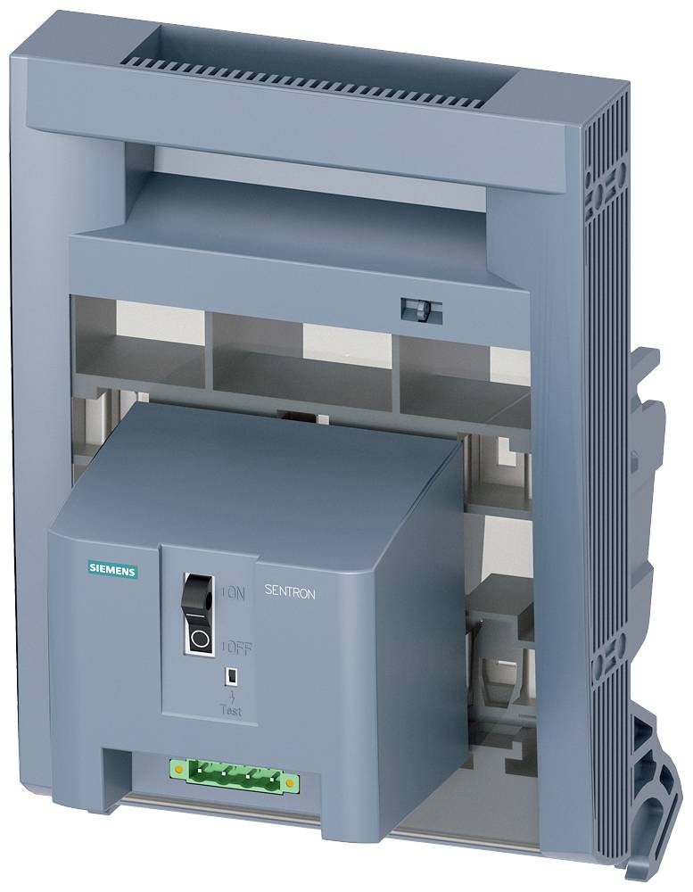 Bild eines Siemens-Schutzschalters mit grauem Gehäuse, sichtbaren Ein- und Aus-Schaltern.