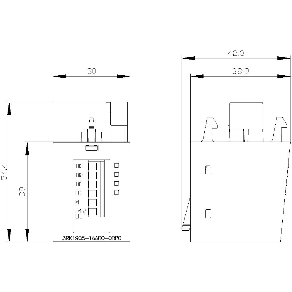 Siemens 3RK1908-1AA00-0BP0 3RK19081AA000BP0 Installationsmodul 30V