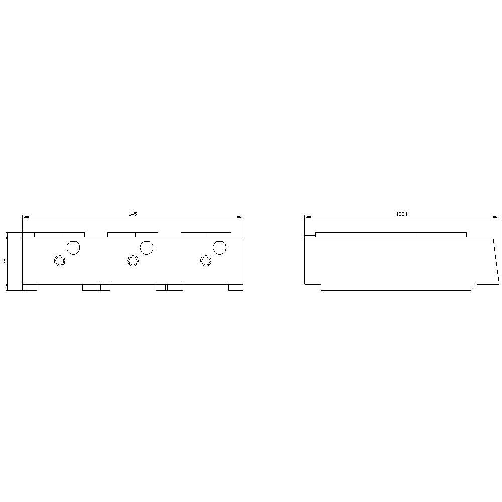 Technische Zeichnung eines rechteckigen Bauteils mit Maßen: Länge 234, Breite 146, Höhe 52. Vorder- und Seitenansicht dargestellt.