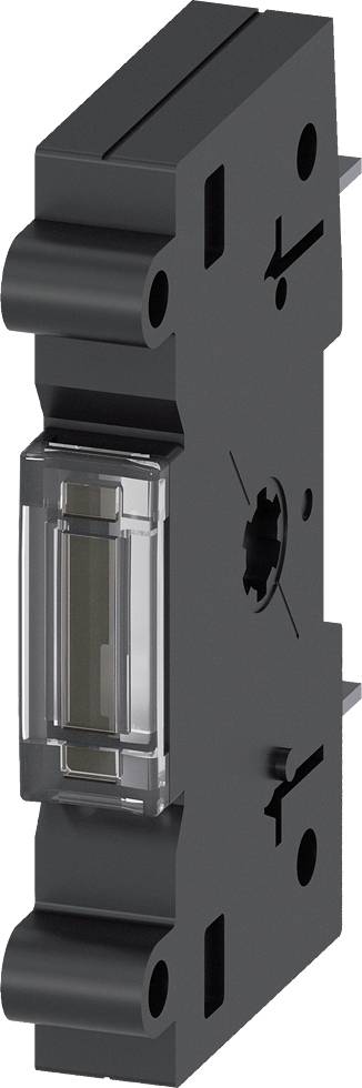 Schwarzes, rechteckiges elektrisches Bauteil mit transparenter Abdeckung und markierten Öffnungen, geeignet für Schalttafeleinbau.