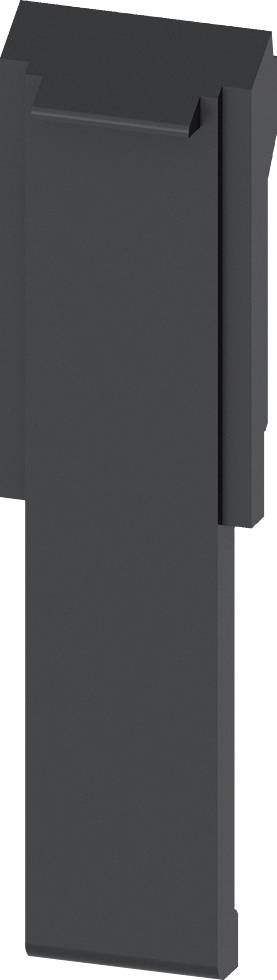 Ein schwarzes, rechteckiges Bauteil mit einem flachen, hervorstehenden Element auf der oberen Seite, möglicherweise ein technisches Modul oder Gehäuseteil.