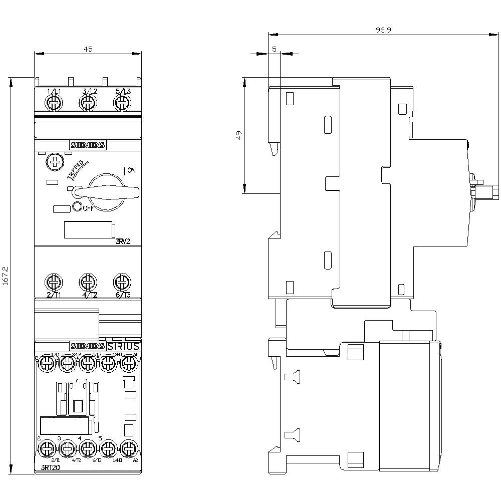 Siemens 3RA2110-1AA15-1AP0 3RA21101AA151AP0 Verbraucherabzweig Motorleistung bei 400V 0.55kW 690V Nennstrom 1.5A