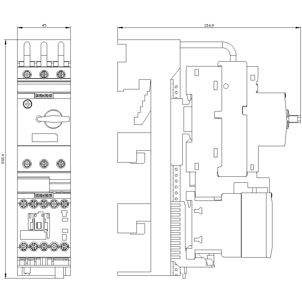 Siemens 3RA2110-1ED15-1BB4 3RA21101ED151BB4 Verbraucherabzweig Motorleistung bei 400V 1.5kW 690V Nennstrom 3.6A