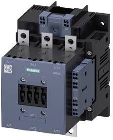 Schütz von Siemens, Serie 3RT1, für Schaltanlagen. Schwarzes und graues Gehäuse mit elektrischen Kontaktpunkte und Anschlüssen.