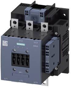 Ein Schütz von Siemens in einer blau-schwarzen Ausführung, Modellbezeichnung '3RT', geeignet für industrielle elektrische Schaltungen.