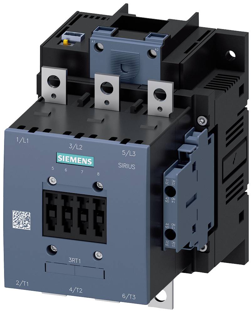 Ein blauer Siemens-Schütz der SIRIUS-Serie mit mehreren Anschlussklemmen. Verwendet in elektrischen Steuerungssystemen.