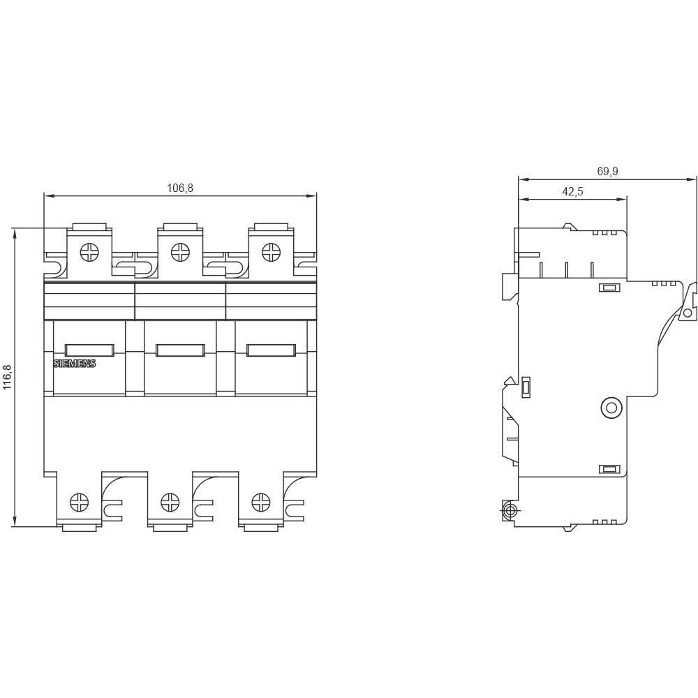 Siemens 3NW7231 3NW7231 Zylindersicherungshalter 100A 690 V/AC 1St.