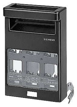 Schwarzes Siemens-Gerät mit drei sichtbaren Fächern, möglicherweise für Sicherungen oder elektrische Bauteile.