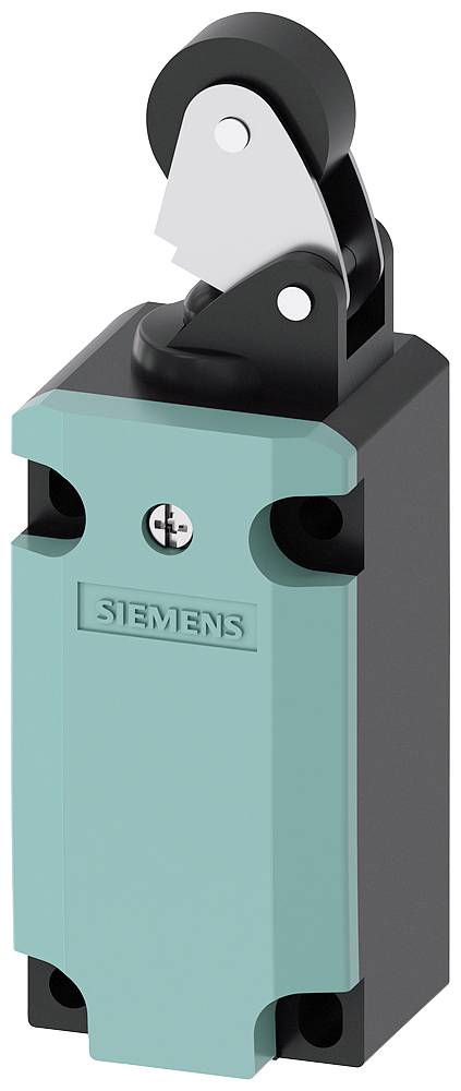 Kompakter Sicherheitsschalter mit Rollenhebel von Siemens, geeignet für industrielle Anwendungen.