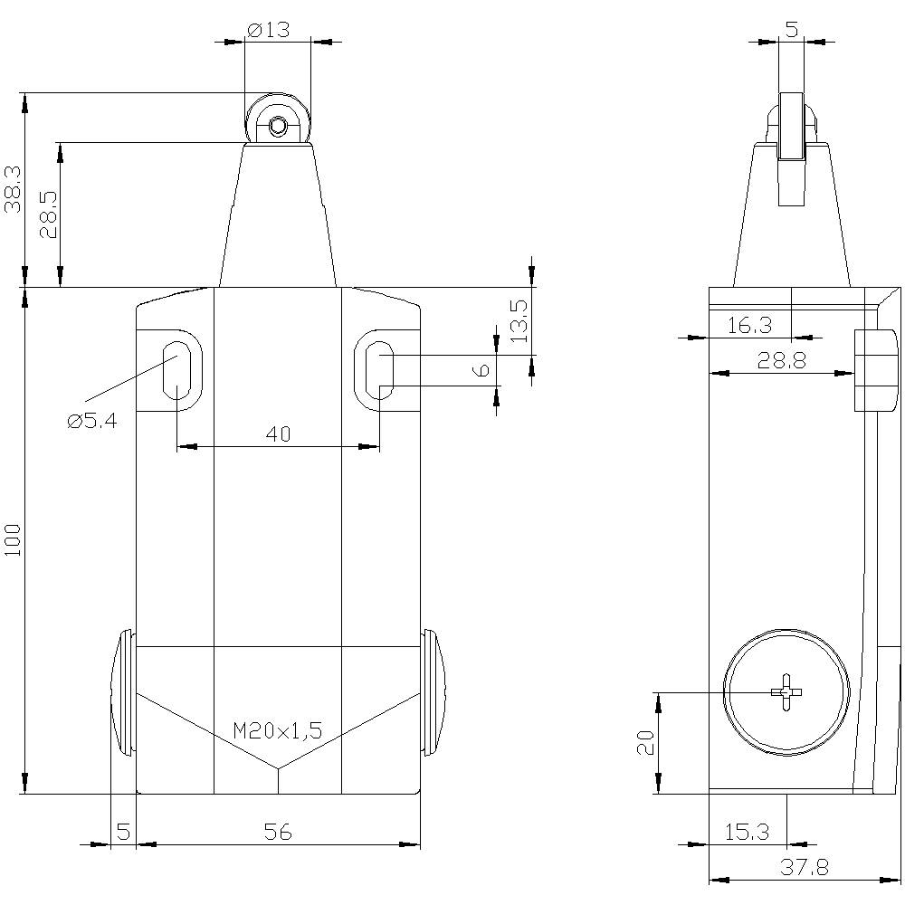 Siemens 3SE51620CD02 3SE5162-0CD02 Positionsschalter 6A Edelstahlrolle, Rollenstößel IP66, IP67 1St.