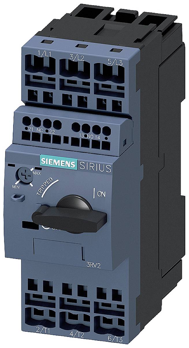 Siemens SIRIUS 3RV2 Leistungsschalter mit Drehschalter zur Steuerung und zum Schutz elektrischer Schaltungen.