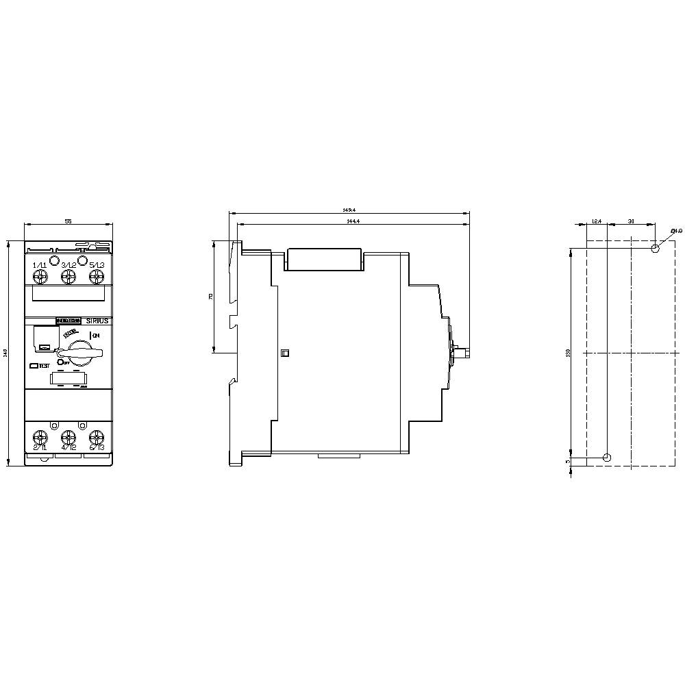 Siemens 3RV2031-4EA10 Leistungsschalter 1 St. Einstellbereich (Strom): 22 - 32A Schaltspannung (max.): 690 V/AC (B x H x T) 55
