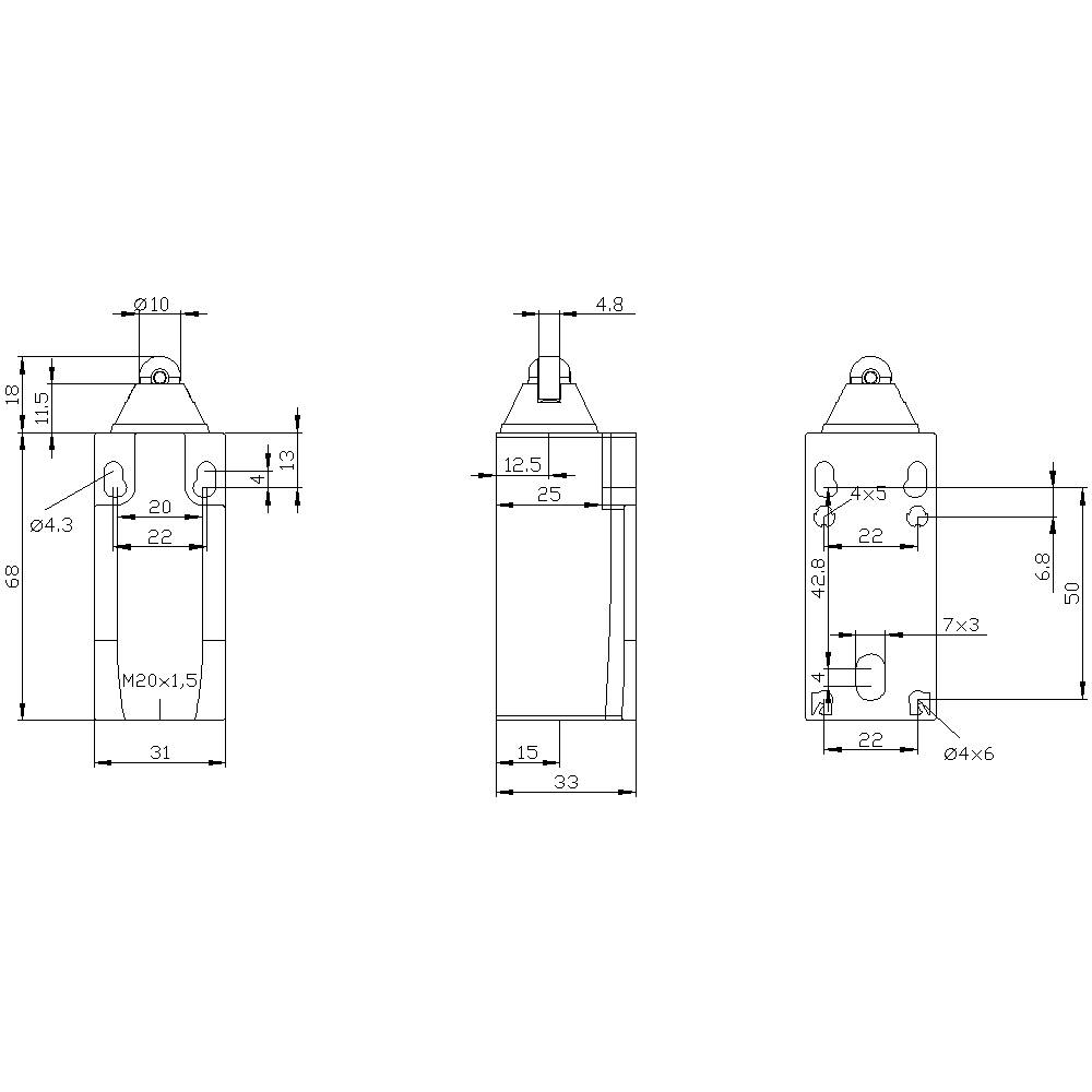 Siemens 3SE52320FD03 3SE5232-0FD03 Positionsschalter 6A Rollenstößel, Kunststoffrolle IP65 1St.