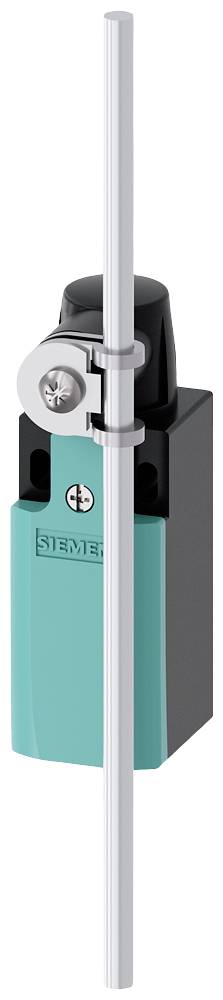 Ein elektrischer Schalter mit einem grünen Gehäuse, schwarzem Oberteil und einem Metallstab zur Betätigung.