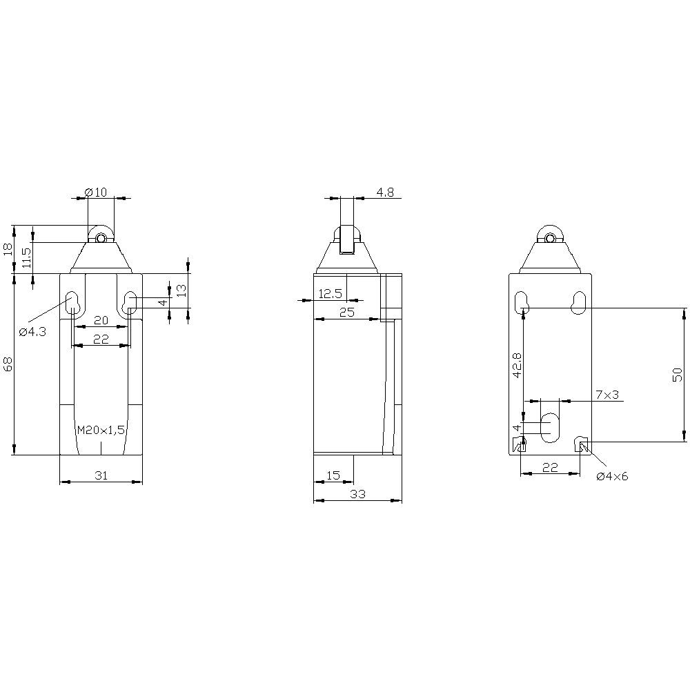Siemens 3SE52320KD03 3SE5232-0KD03 Positionsschalter 6A Rollenstößel, Kunststoffrolle IP65 1St.