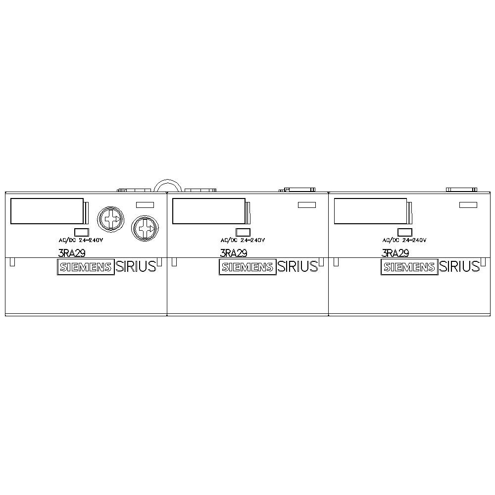 Dreiphasen-Schützmodul Sirius von Siemens, Modell 3RA29, bemessungsbetriebstrom 115 A, AC/DC Spannung 24-240 V, Schaltbildansicht.