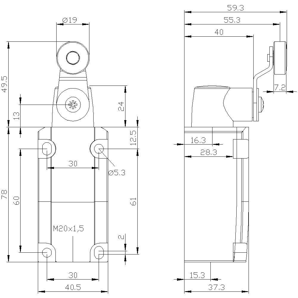 Siemens 3SE51120LH01 3SE5112-0LH01 Positionsschalter 6A Schwenkhebel, Metallhebel IP66, IP67 1St.