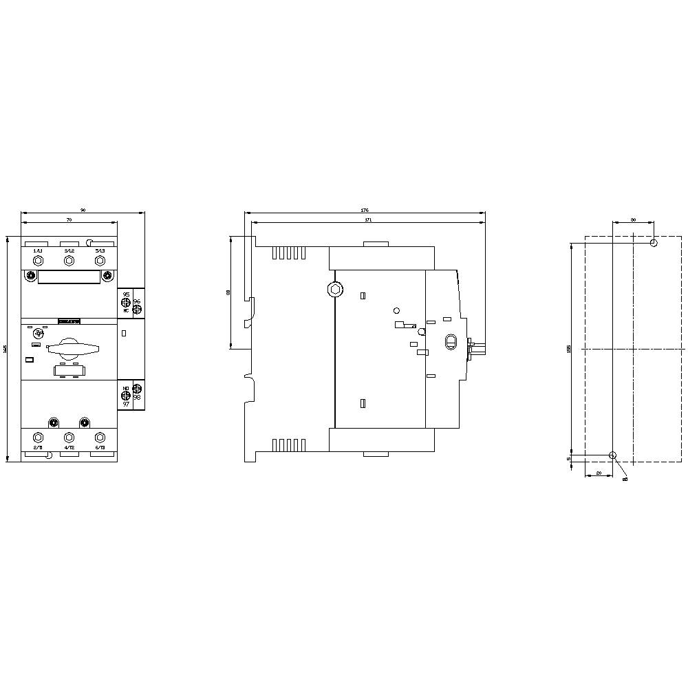 Siemens 3RV2142-4MA10 Leistungsschalter 1 St. Einstellbereich (Strom): 80 - 100A Schaltspannung (max.): 690 V/AC (B x H x T) 90
