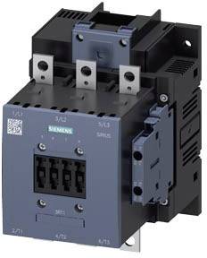 Industrielles Schaltschütz vor weißem Hintergrund, mit Anschlüssen und Siemens-Logo, zum Steuern elektrischer Geräte in einem Stromkreis.