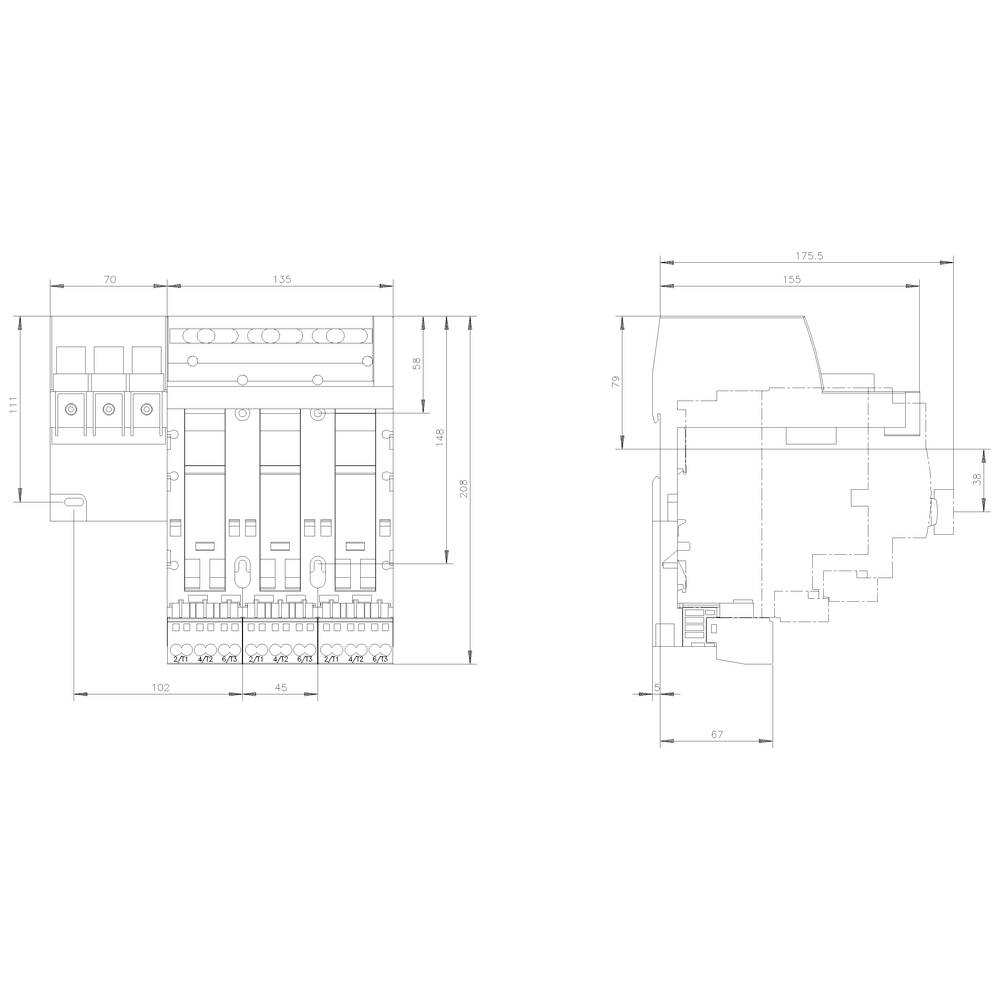 Siemens 3RA6813-8AC Einspeisemodul 1 St. Einstellbereich (Strom): 100A (max) Schaltspannung (max.): 690 V/AC (B x H x T) 205