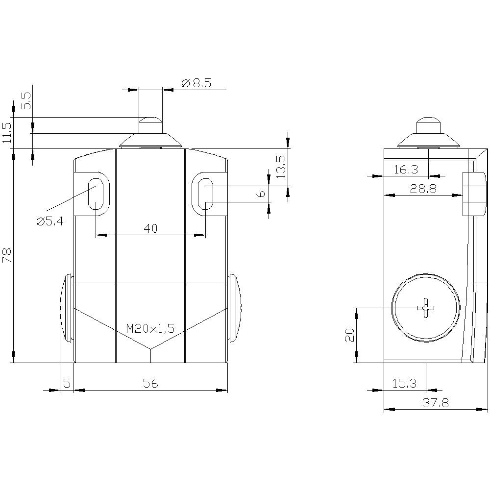 Siemens 3SE51220KB01 3SE5122-0KB01 Positionsschalter 6A Kuppenstößel, Edelstahlstößel IP66, IP67 1St.