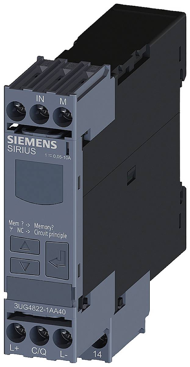 Siemens Sirius Überwachungsrelais, Modell 3UG4822-1AA40, zur Überwachung elektrischer Kreise; breitere Aufnahmeleiste