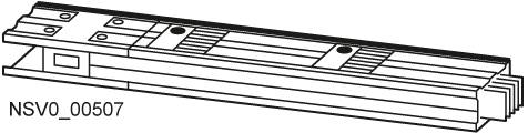 Technische Zeichnung eines Metallprofils mit Bohrungen und Streifen. Beschriftung: NSVO_00507. Verwendet im Maschinenbau.
