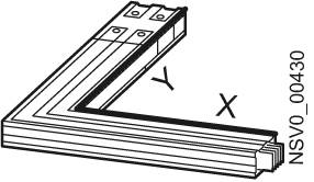 Diagramm zeigt eine L-förmige Struktur mit Beschriftungen 'X' und 'Y' zur Markierung der Dimensionen.