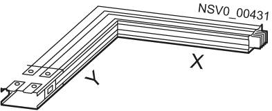 Technische Zeichnung eines abgewinkelten Bauteils mit den Markierungen 'X' und 'Y', Aufschrift 'NSV0_00431' oben rechts.