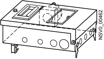 Diagramm einer elektrischen Anschlussdose mit markierten Ein- und Ausgängen und der Bezeichnung 'NSV0-00462'.