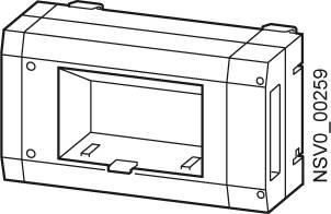 Technische Zeichnung eines rechteckigen Gehäuses mit Hohlraum, möglicherweise für elektronische Bauteile. Rechts steht 'NSV0_00259'.