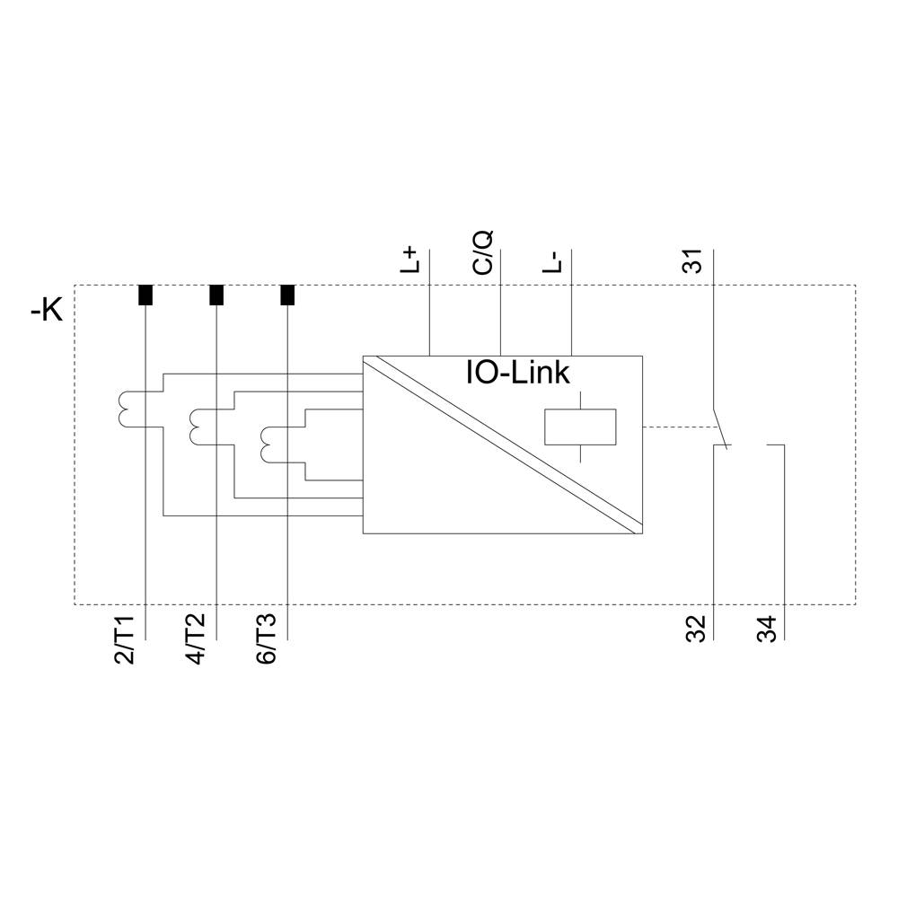 IO-Link-Schaltkreisdiagramm zeigt die Verdrahtung von T1, T2, T3 mit IO-Link-Modul.