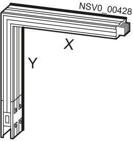 Stilisierte technische Zeichnung eines Fenstereckstücks mit den Markierungen 'X', 'Y' und der Nummer 'NSV0_00428' oben rechts.