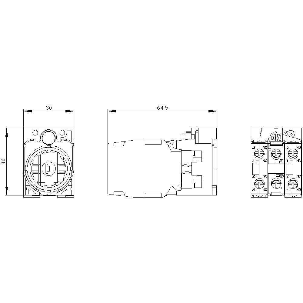 Siemens 3SU1501-1AG00-1LA0 Halter für 3 Module 2 Schließer, 2 Öffner Bernstein 1St.