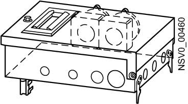 Technische Zeichnung eines rechteckigen elektronischen Bauteils mit mehreren Anschlussstellen und serieller Nummer 'NSV0_00460'.