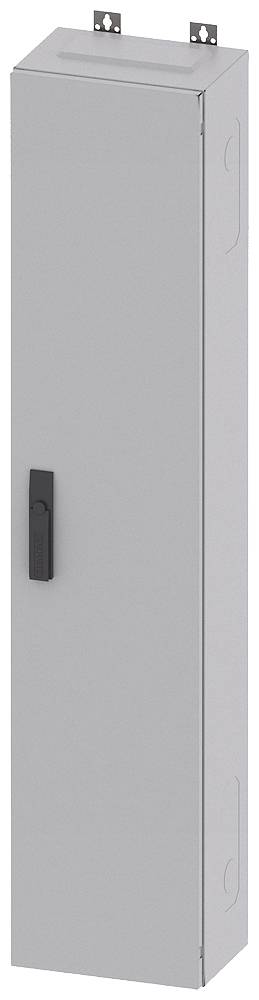 Graues Metallschrank mit schwarzem Griff, schmal und hoch. Geeignet zur Aufbewahrung von Werkzeugen oder Elektronikkomponenten.