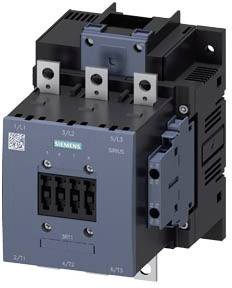 Elektrischer Schütz mit Siemens-Logo, Modell SIRIUS, zeigt Montageteile und Anschlussklemmen in Schwarz und Blau.