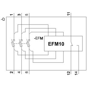 Elektroschaltplan mit Bauteil 'EFM10' und mehreren verbundenen Drähten und Kontakten, nummeriert von 1 bis 12.