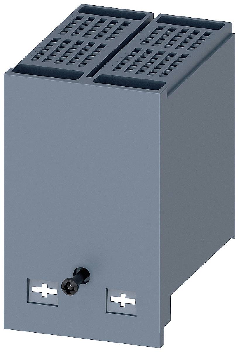 Elektronisches Bauteil mit zwei Steckplätzen und einem Schalter an der Vorderseite.