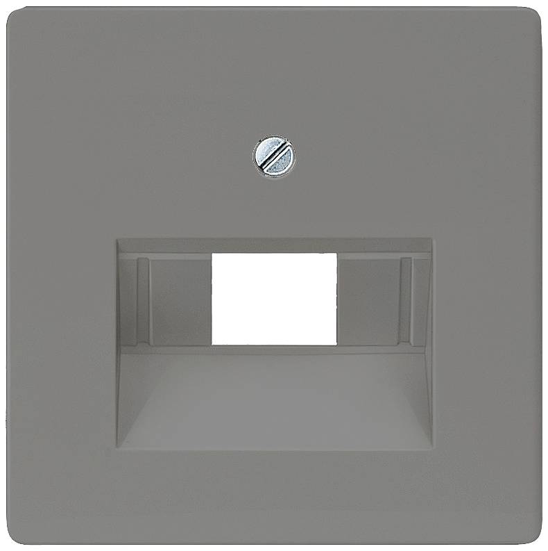 Graue Wandlampe mit rechteckiger Aussparung in der Mitte. Oben eine zentrale Schraube. Funktional für Beleuchtung.